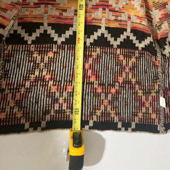 John Fashion Aztec Boho Open Front Long Sleeve Women's Sweater - Size L - Picture 8 of 8